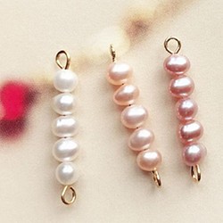 ♡真珠、半製品、二重吊り下げ穴、5つの真珠のひも、21 mm、ピンクシリーズ、1エントリー 1枚目の画像
