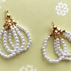 ♡珍珠・半成品♡唯美3多花瓣耳環吊墜 1個入 第1張的照片