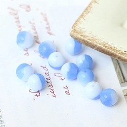 ♡ガラス/ガラス・ウィンドチャイム♡新鮮な青と白の釉薬小ビーズ6mm 4個入り 1枚目の画像