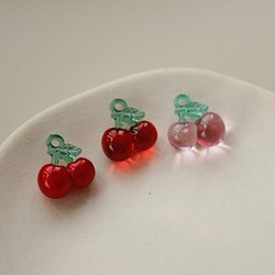 ♡亞克力/樹脂♡春款販售可愛果果櫻桃 紅色 20mm 4個入 第1張的照片