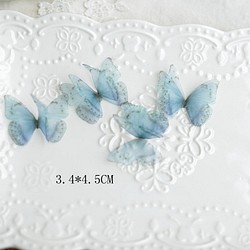 ♡花邊/輔料♡DIY材料滌綸半透明立體蝴蝶 淡藍色 4個入 第1張的照片