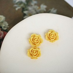 ♡亞克力/樹脂♡日系玫瑰花樹脂貼片20mm 黃玫瑰 2個入 第1張的照片