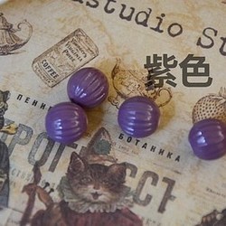 ☆樹脂福袋/售完不補☆復古條紋南瓜珠子12mm 香芋紫 4個入 第1張的照片