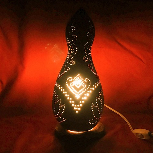 ひょうたんランプ 池に浮かぶ蓮とモスク風模様 照明（ライト）・ランプ 