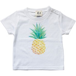 子供服 パイナップル柄Tシャツ　手描きで描いたパイナップルのキッズTシャツ 1枚目の画像