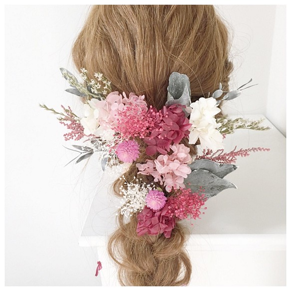 ヘッドドレス ウェディング プリザーブドフラワー 髪飾り 1枚目の画像