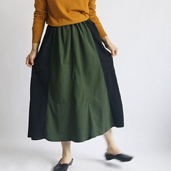 「愉快なスカート」７８ｃm丈 鹿の子編み ポロシャツ生地 パッチワーク ゆったりH90B （sk080) 1枚目の画像