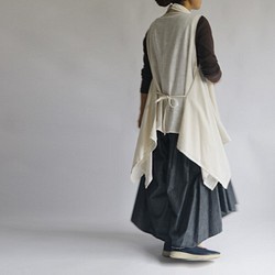 「変形カシュクール ジレ 」上質リネン麻コットン カーディガン羽織りG04（sh133) 1枚目の画像