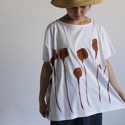 ＄夏SALE 手描きARTを纏う ポンチョＴシャツ 【厚地度詰め天竺Cotton100％Tシャツ×手描き】 T39Q 1枚目の画像