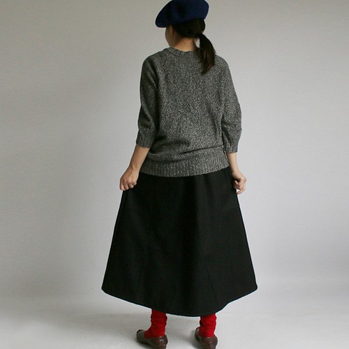 プチギフト 【CristaSeya】メルトンWOOL leatherパイピング スカート