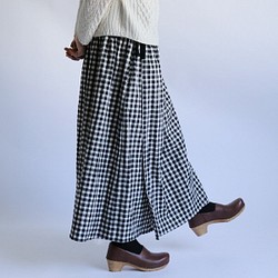 SALE　ウエストsize自由自在 cotton100%ギンガムチェック柄 巻きスカート F72A 1枚目の画像