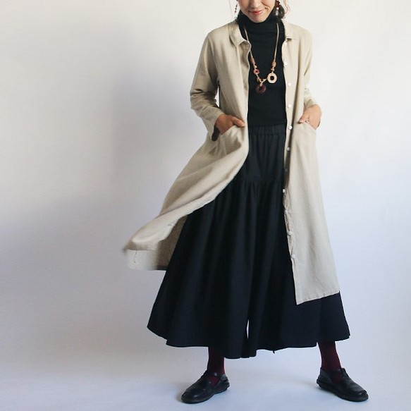 リネン麻MIX はおる ロング コート ジャケット羽織ナチュラル K68(dr226) 1枚目の画像