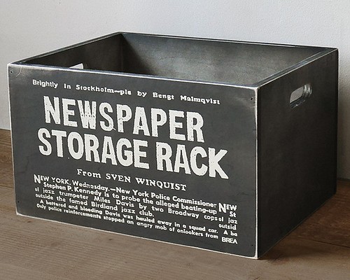 男前 木箱 新聞ストッカー 黒 アンティーク 収納ボックス BREA-1499-BK