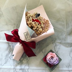 現貨-VJFlower 雙色包裝 永生康乃馨花束。母親節花束 永生花 乾燥花 第1張的照片