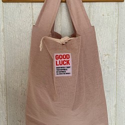 レジ袋型エコバッグ☆ピンク☆GOOD LUCK☆ラスト１ 1枚目の画像