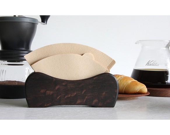 【送料無料】コーヒーフィルターケース　エボニー　台形コーヒーフィルター専用 1枚目の画像