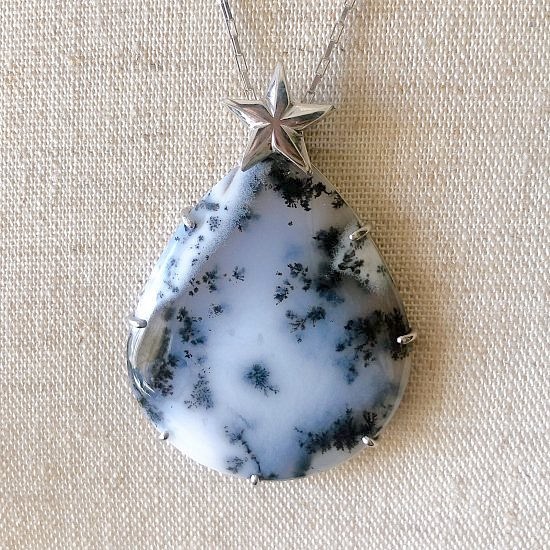 白い森のペンダント(A)* Dendritic Opal & Silver925