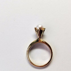 Stand Pearl Ring  White Brass 1枚目の画像