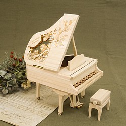 ひのきのアートピアノ　～森のふくろう～屋根刻印有 1枚目の画像