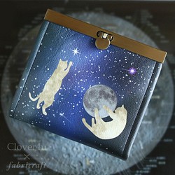 【Clover4u×fabricraft】コンパクト財布「月猫」/cp08 1枚目の画像