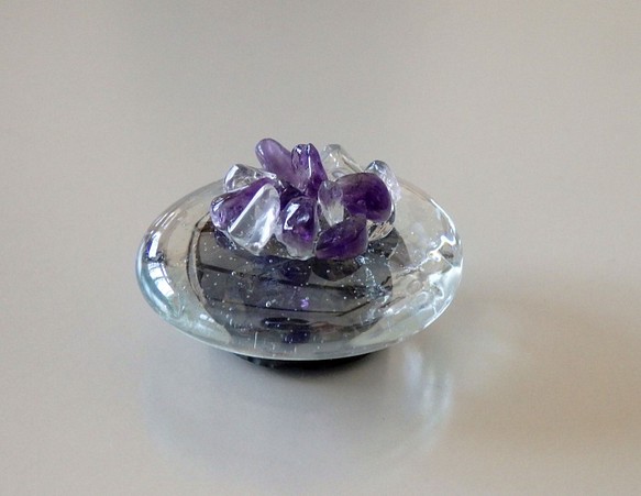 「M様　専用ページ」紫水晶と水晶のグラスマグネット　3個セット　　送料無料 1枚目の画像