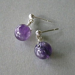 天然紫水晶復刻金屬耳釘 第1張的照片