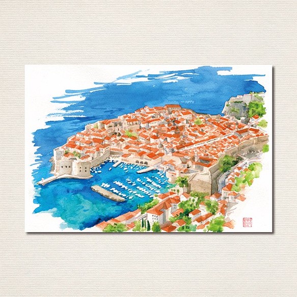 水彩画ポストカード8枚セット〈クロアチア＆スロベニア風景〉 ポスト 