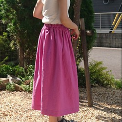ハーフリネンギャザースカート☆チェリーピンク 1枚目の画像