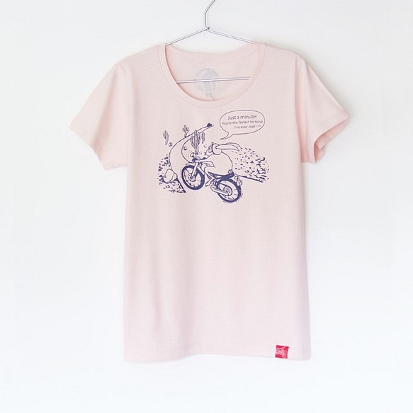 ウサギくんのTシャツ lady's シャーベットピンク×ネイビー 1枚目の画像