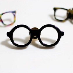 メガネラぺルピン（丸メガネ、Mサイズ、長針、黒） 1枚目の画像