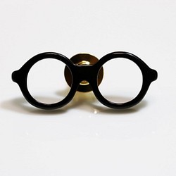 メガネラぺルピン（丸メガネ、Sサイズ、長針、黒） 1枚目の画像