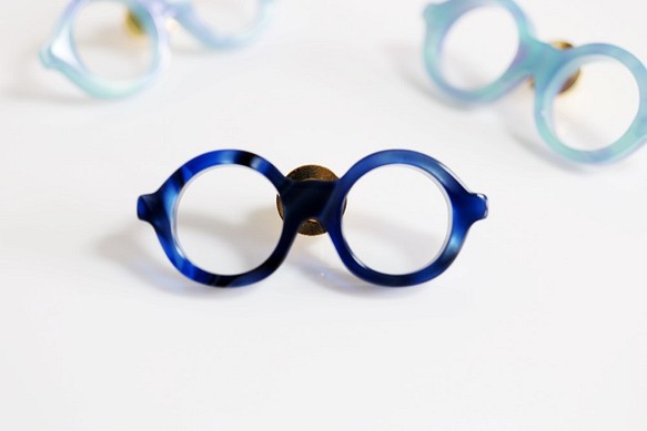 メガネラぺルピン（丸メガネ、Mサイズ、長針、青） 1枚目の画像