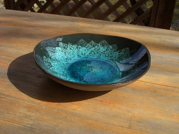 トルコ青釉 盛鉢 (7寸) 1枚目の画像