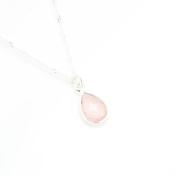 水滴 粉晶 (小) Rose Quartz s925 純銀 項鍊 情人節 禮物 第1張的照片