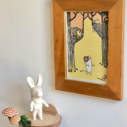 〜オレンジぐるぐる〜キノコ付き　木製 飾り棚 ミニ (左から） 1枚目の画像