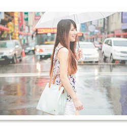 CLM巾着bag_skyカラー台湾の手作り。 1枚目の画像