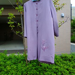 絹のロングジャケット　紫 1枚目の画像