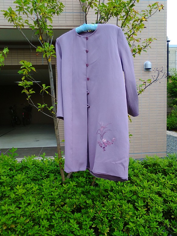 絹のロングジャケット　紫 1枚目の画像