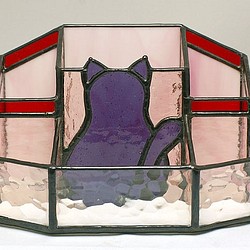 ステンドグラス・多目的トレイ(紫猫) 516 1枚目の画像