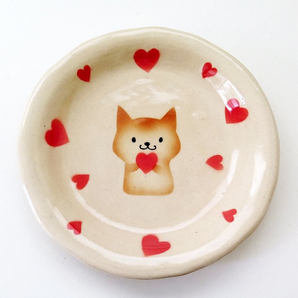 Shibawan插圖，杯子柴犬和花瓣的心臟 第1張的照片