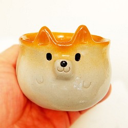 柴犬ふっくらカップ　小さいサイズ　柴犬陶器 1枚目の画像