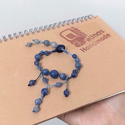 復古有新意-[鏤花].藍東陵/藍紋石大小圓珠.南美蠟線雙連結珠扣手鍊 第1張的照片