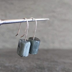 單純而簡練-天然石方柱xS925/14KGF.金屬線拗線耳勾耳夾耳環 第1張的照片