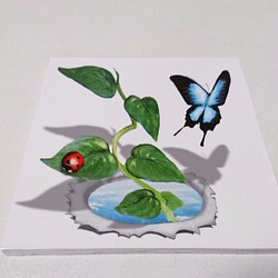 3Dアートコースター【飛び出す植物＆虫たち】 1枚目の画像