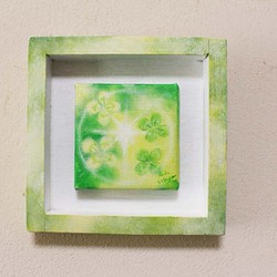 原画：mini絵画four clovers skyシリーズ(緑) 1枚目の画像
