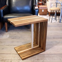 Re-design Furniture｜サイドテーブル 無垢材テーブル チーク×アッシュ材 1枚目の画像