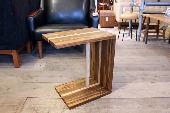 Re-design Furniture｜サイドテーブル 無垢材テーブル チーク×アッシュ材 1枚目の画像