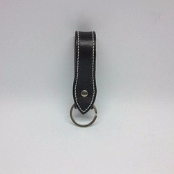 古典的な革キーリングハンド縫合ステープル{〜}ブラックキャビア 1枚目の画像