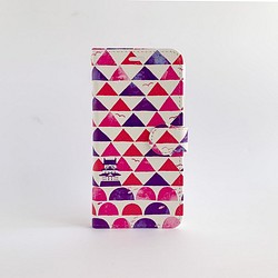 三つ鱗の山と海：桜｜手帳型：iPhone・スマホケース［受注生産］ 1枚目の画像