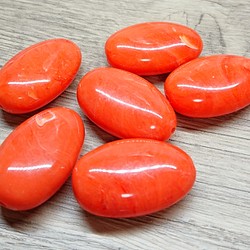 6個セット フェイクストーン 天然石風ビーズ  ビビッドオレンジ 1枚目の画像